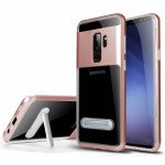 Wholesale Galaxy S9 Clear Armor Bumper Kickstand Case (Rose Gold)